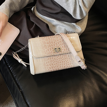 Ženska retro mala četvrtasta torbica s uzorkom krokodila, europsko-američki stil, 2026 novi model, svestrana torba s lancem za rame i crossbody, Kelly torba