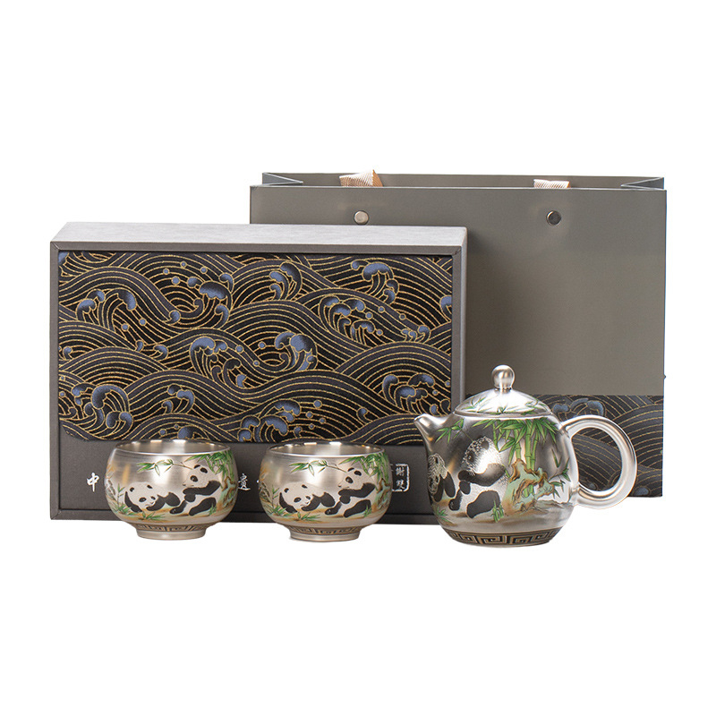 Set de ceai ceramic placat cu argint Gongfu, pentru călătorii, compact pentru uz casnic, cadou pentru clienți cu imprimare a logo-ului
