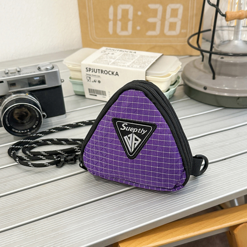 Casual torbica za slušalice s kariranim uzorkom i trokutastog oblika, unisex crossbody torba za svakodnevne aktivnosti i izlete