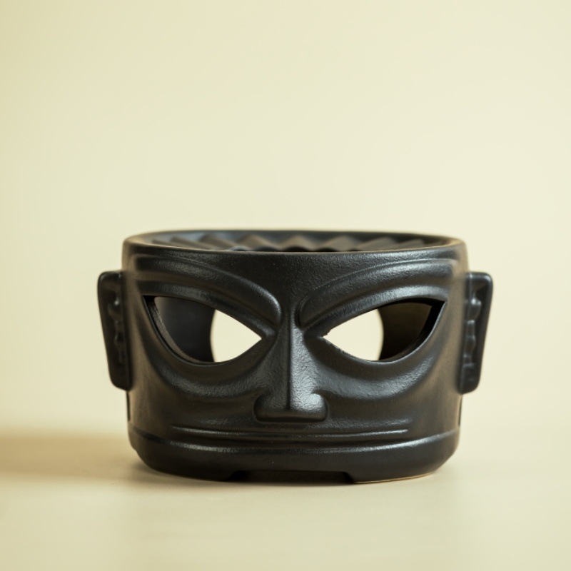 Set ceramic pentru încălzire ceai cu bază încălzită de lumânare, stil retro, pentru 4 persoane