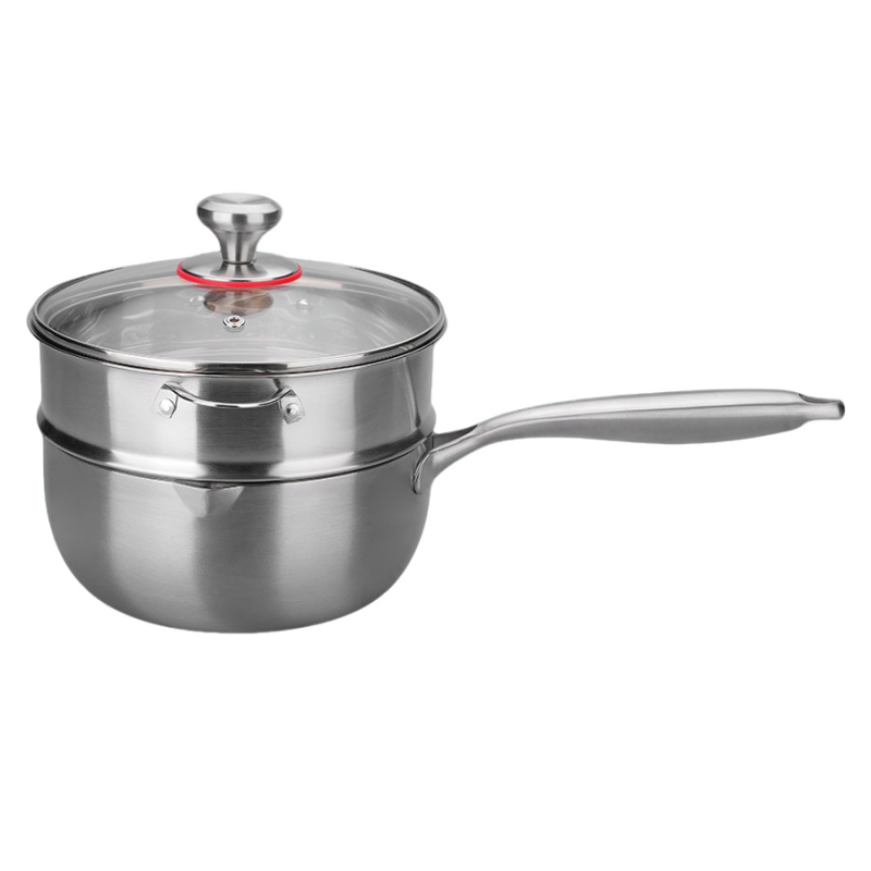 Oală pentru lapte din oțel inoxidabil cu trei straturi, stil coreean, cu insert de abur, diametru 20 cm, antiaderentă, oală de supă pentru uz casnic, compatibilă cu toate plitele