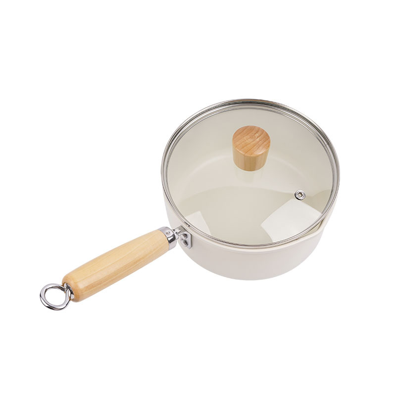 Vas ceramic pentru lapte, antiaderent, mini oală pentru supă și mâncare de bebeluți, cu capac de sticlă