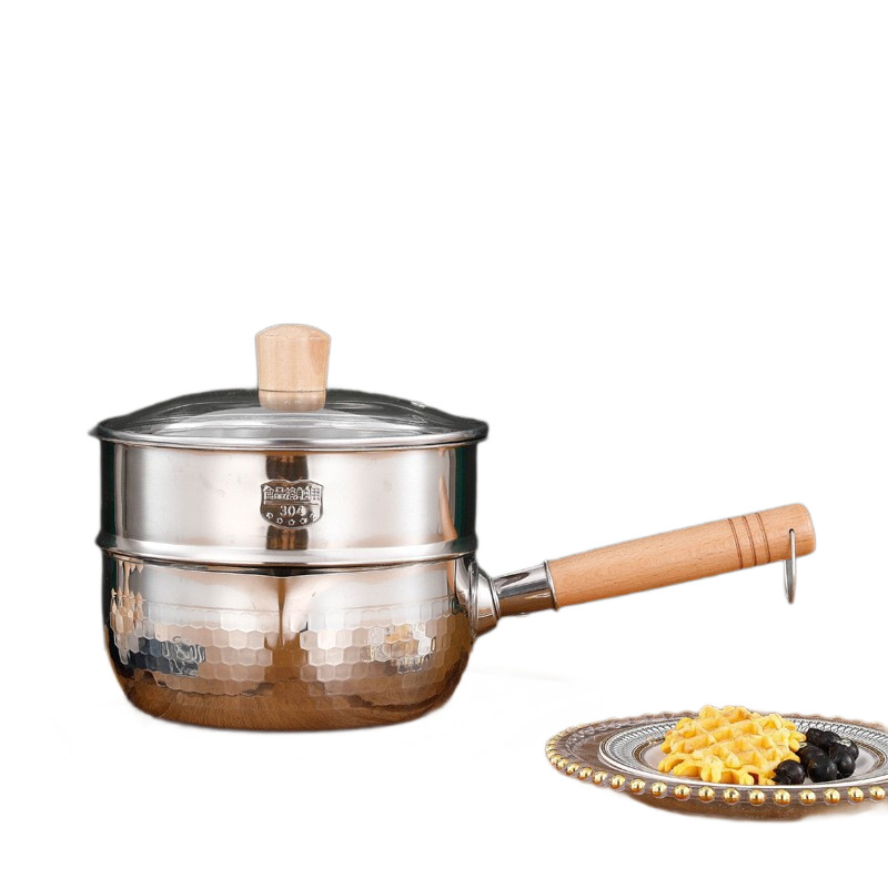 Vas Yukihira din oțel inoxidabil 304, fără strat, antiaderent, pentru tăiței, hot pot, lapte și mâncare pentru bebeluși
