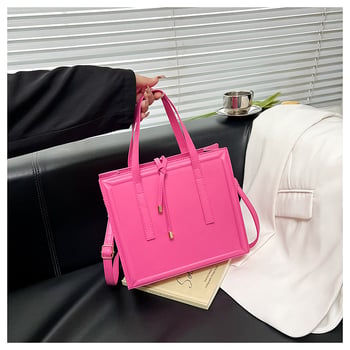 Ženska torba preko ramena velikog kapaciteta, kvadratni oblik, PU koža, gradski minimalistički stil, stilska i elegantna za svakodnevnu upotrebu