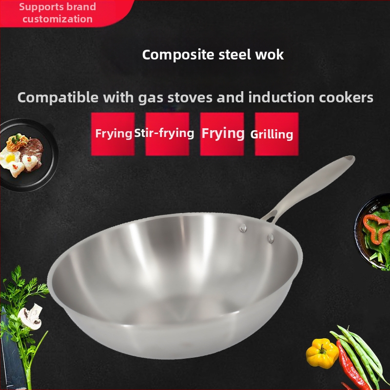 Wok din oțel inoxidabil, cu strat antiaderent în textură fagure, bază plată, compatibil cu plitele pe gaz și inducție