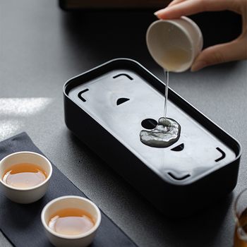 Moji Gongfu set ceai pentru călătorii - bol ceramic cu capac și trei cești, cutie de depozitare pentru ceai, ambalaj cadou, set portabil pentru birou și călătorii