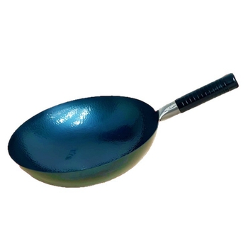 Wok forjat manual, neacoperit, anti-aderent, cu model de solzi de pește, într-o cutie cadou