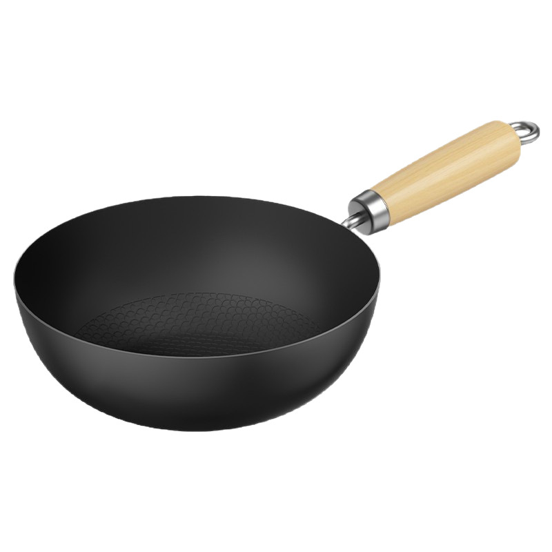 Wok mini pentru o persoană, din oțel inoxidabil, cu fund plat, fără strat de acoperire, capac din sticlă