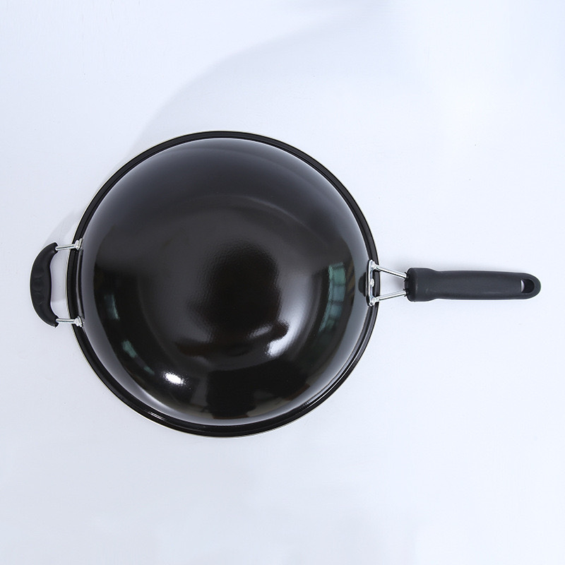 Tigaie emailată antiaderentă, 34 cm, potrivită pentru aragaz cu gaz și plită cu inducție, cu capac de sticlă, personalizare disponibilă
