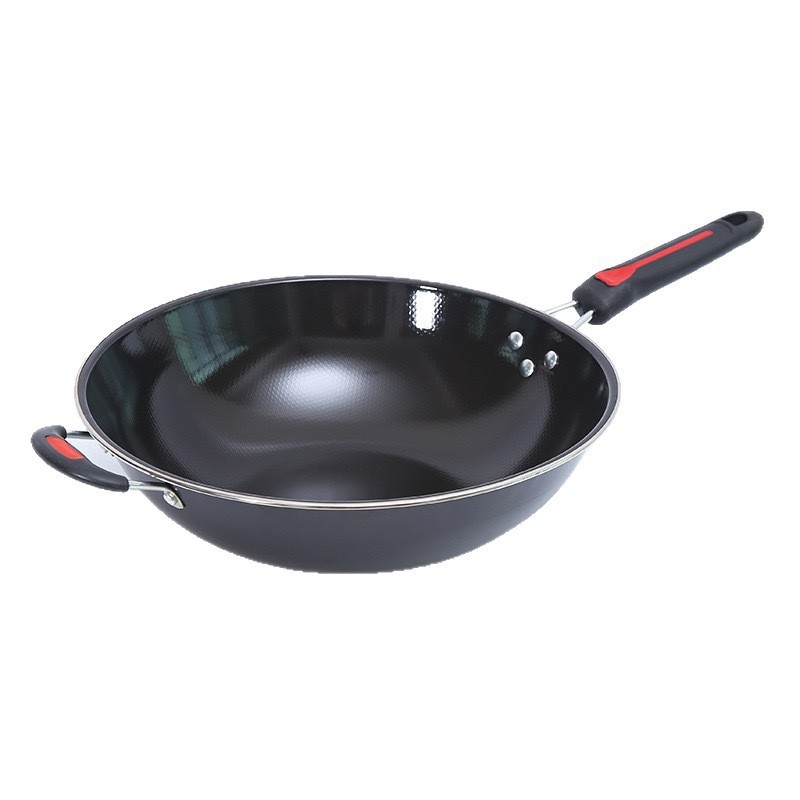 Tigaie emailată antiaderentă, 34 cm, potrivită pentru aragaz cu gaz și plită cu inducție, cu capac de sticlă, personalizare disponibilă