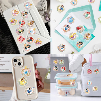 50 autocolante PET transparente cu prințesă și flori, pentru decor DIY la bagaje și sticle de apă – petrecere