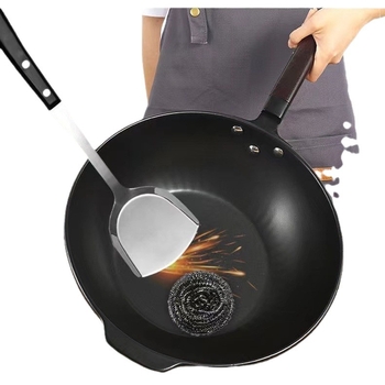 Kang Yuchu wok ceramic și tigaie, fără strat, cu fum redus, ceramică pură, potrivit pentru plită cu gaz