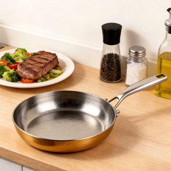 Wok din titan pur, cu textură de solzi de pește, antiaderent, compatibil cu inducția