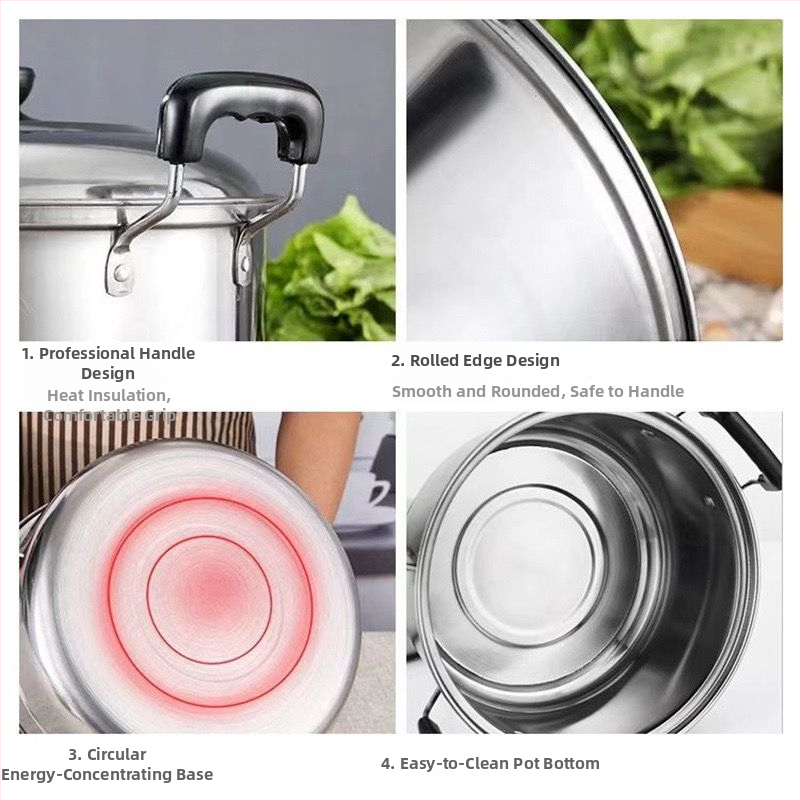 Set de 5 vase din oțel inoxidabil pentru gătit, cu oale profunde și capace