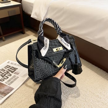 Ženska mini torbica s uzorkom krokodila, pravokutnog oblika s preklopom, crossbody/rameni remen, PU koža