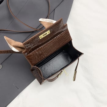Ženska mini torbica s uzorkom krokodila, pravokutnog oblika s preklopom, crossbody/rameni remen, PU koža