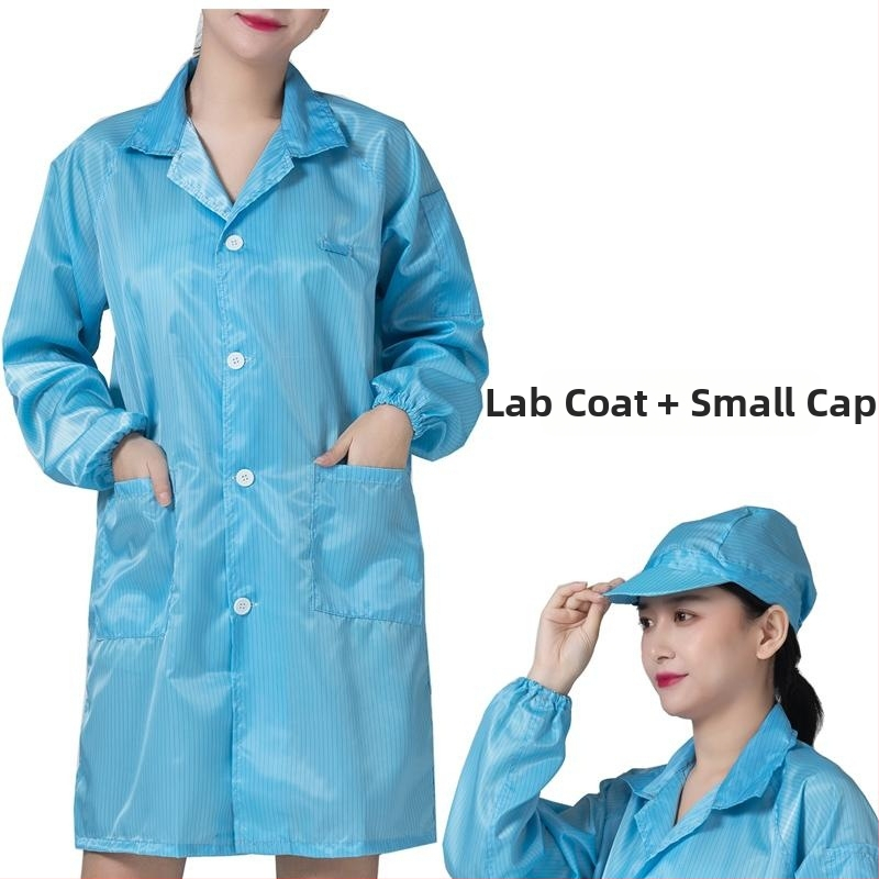 Dlhý antistatický pracovný plášť, prachotesný, modrý, unisex