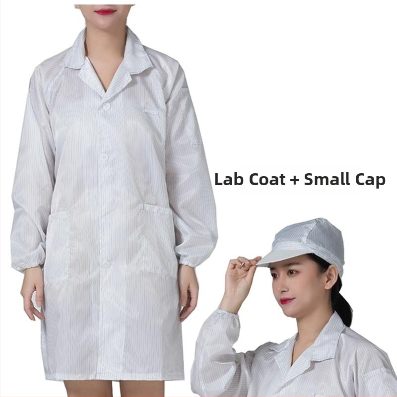 Dlhý antistatický pracovný plášť, prachotesný, modrý, unisex