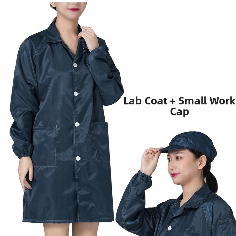 Dlhý antistatický pracovný plášť, prachotesný, modrý, unisex