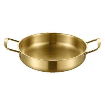Oală de supă din oțel inoxidabil, cu mâneri duble, fund plat, auriu, stil coreean, grosită, 2,1–3 L, pentru uz casnic