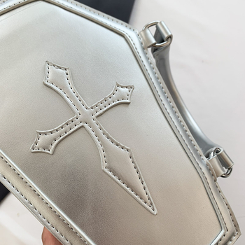 Torba u obliku lijesa, gotički nišni stil, ženska torba nepravilnog oblika, PU koža, plišani detalji