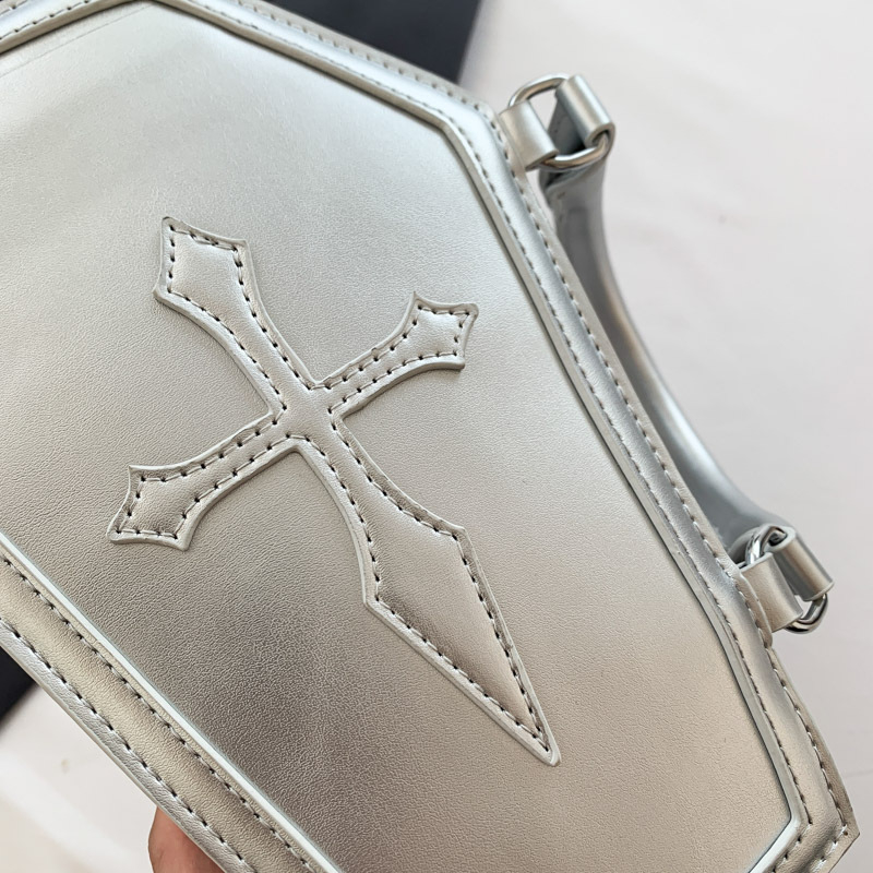 Torba u obliku lijesa, gotički nišni stil, ženska torba nepravilnog oblika, PU koža, plišani detalji