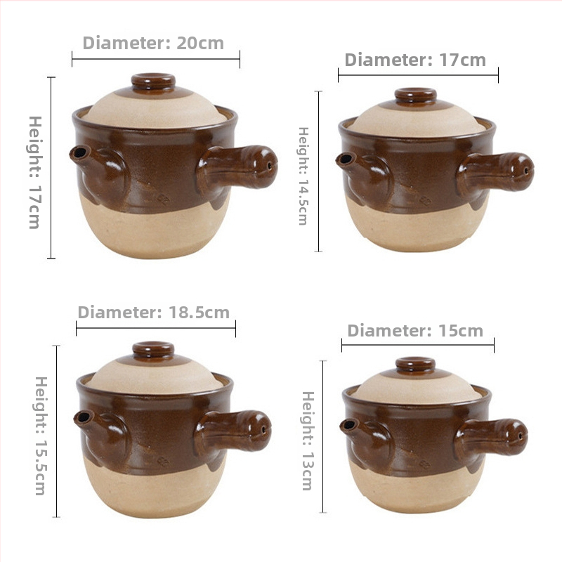 Oală de lut de stil vechi, personalizabilă, cu mâner, pentru foc direct, pentru fiert plante medicinale chineze, capacitate 2,1–3 litri
