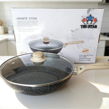 Tigaie adâncă antiaderentă din aliaj de aluminiu, cu capac de sticlă, design ușor luxos, pentru prăjit și înăbușire