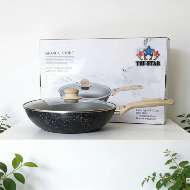 Tigaie adâncă antiaderentă din aliaj de aluminiu, cu capac de sticlă, design ușor luxos, pentru prăjit și înăbușire