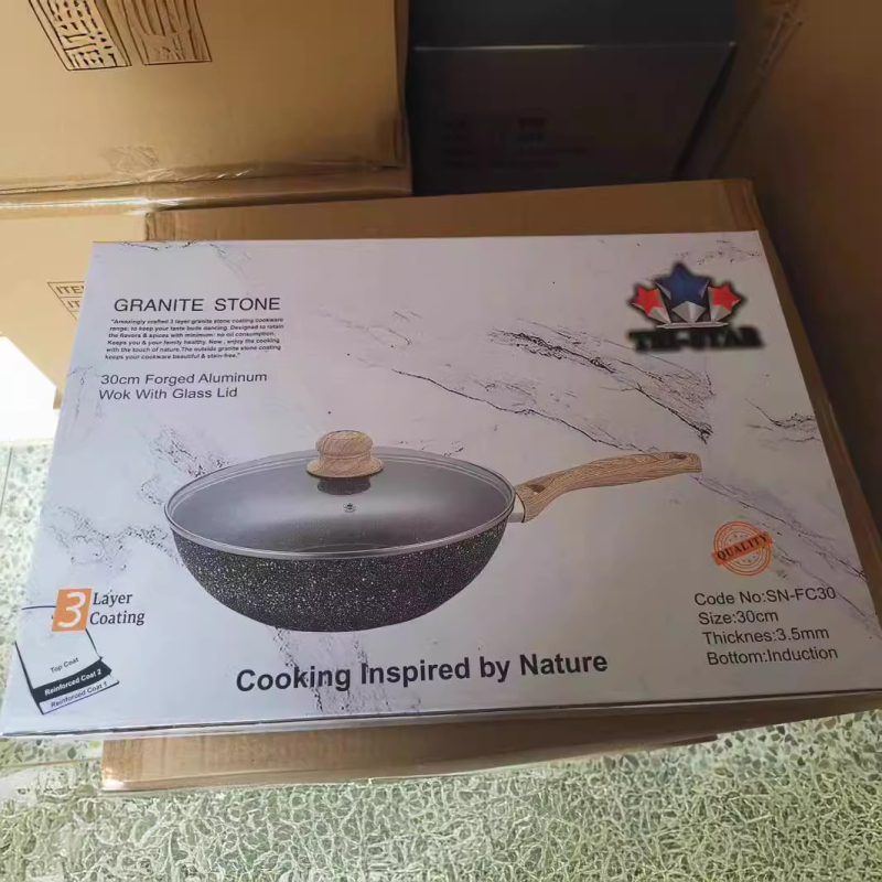 Tigaie adâncă antiaderentă din aliaj de aluminiu, cu capac de sticlă, design ușor luxos, pentru prăjit și înăbușire