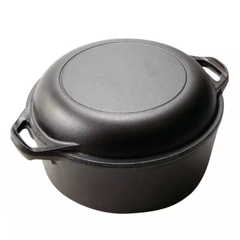 Oală de fontă adâncă cu două mânere — vas multifuncțional pentru coacere, prăjire și fierbere, 3,1–4 L, diametru 26 cm