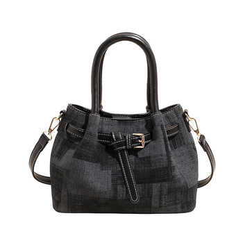 Ženska mala plisirana bucket torba od PU kože, crossbody