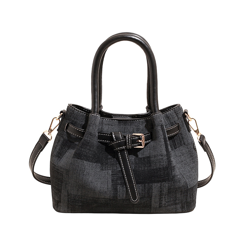 Ženska mala plisirana bucket torba od PU kože, crossbody