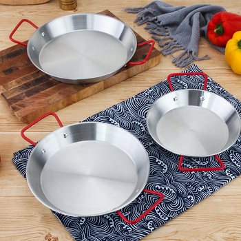 Tigan din otel inoxidabil cu doua manere pentru paella, orez cu fructe de mare, prajire, salate si paste — stil coreean, adancime 4 cm