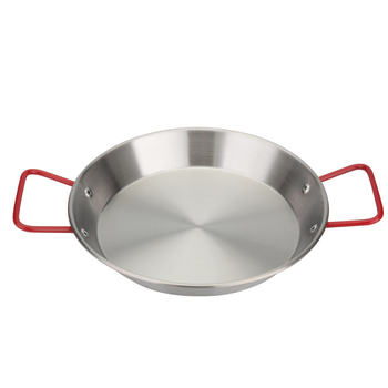 Tigan din otel inoxidabil cu doua manere pentru paella, orez cu fructe de mare, prajire, salate si paste — stil coreean, adancime 4 cm