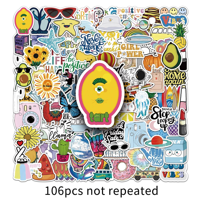 106 autocolante graffiti proaspete – decor creativ personalizat pentru sticle de apă, husă de telefon și bagaje