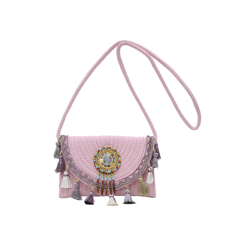 2025 trend torbica od trske za žene, plaža, umjetnički etno stil s resicama, crossbody