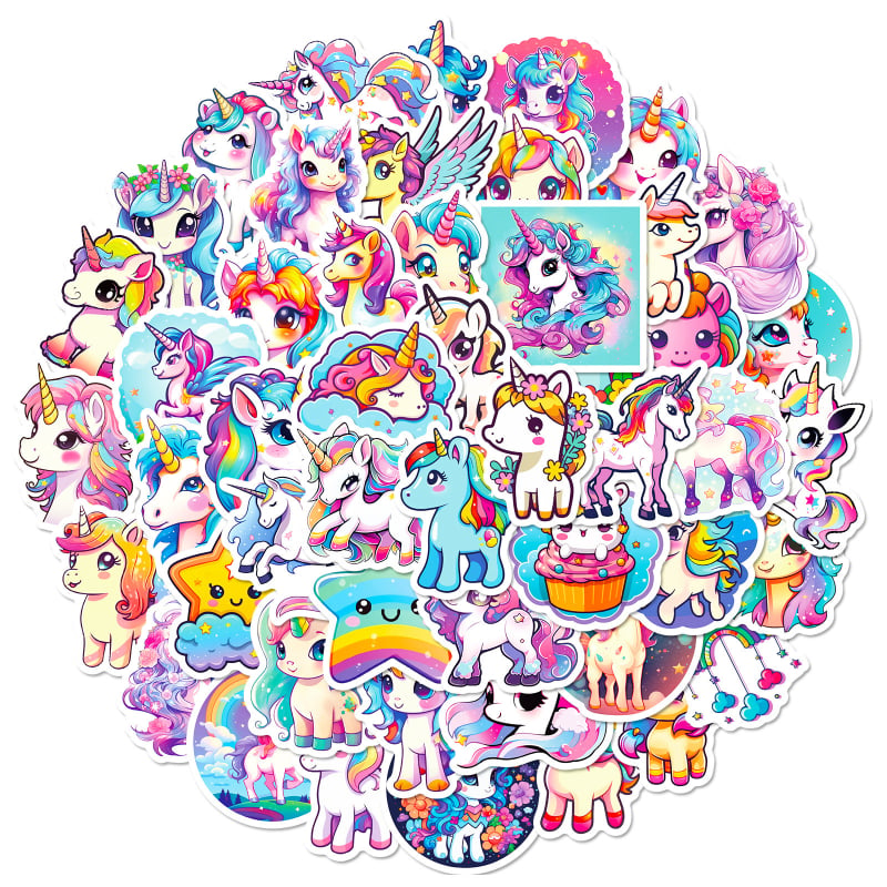 50 de stickere cu graffiti unicorn pentru bagaje, sticlă de apă, laptop și caiet – rezistente la apă