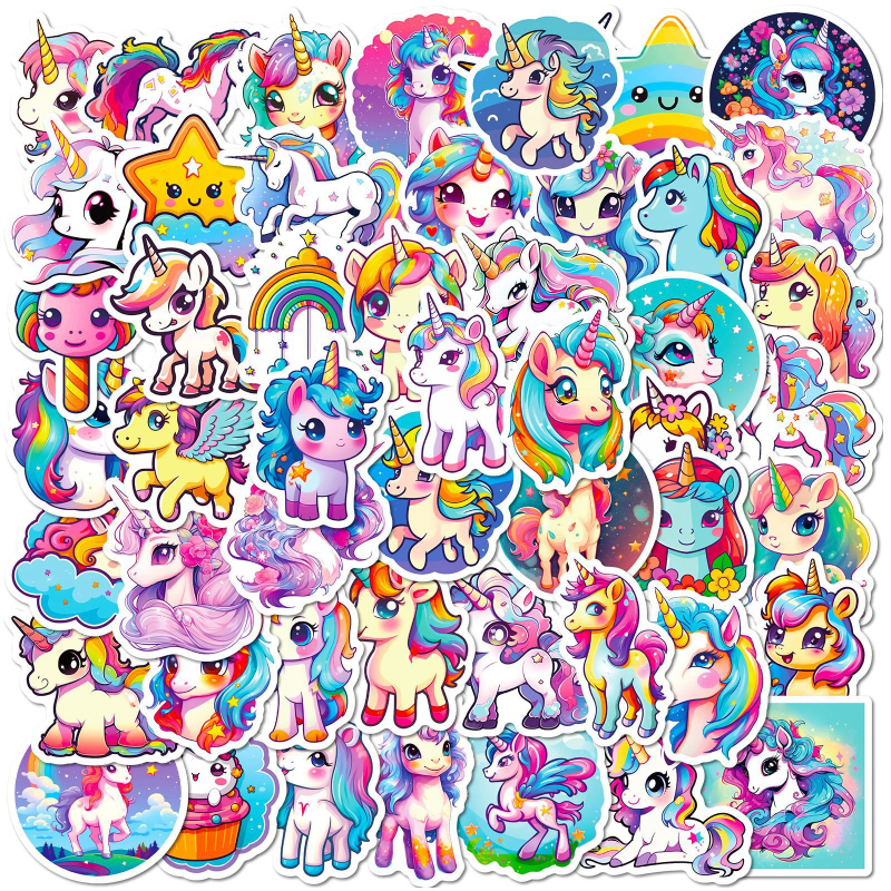 50 de stickere cu graffiti unicorn pentru bagaje, sticlă de apă, laptop și caiet – rezistente la apă
