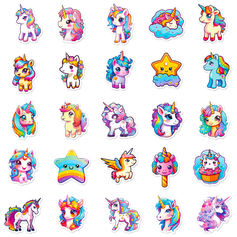 50 de stickere cu graffiti unicorn pentru bagaje, sticlă de apă, laptop și caiet – rezistente la apă