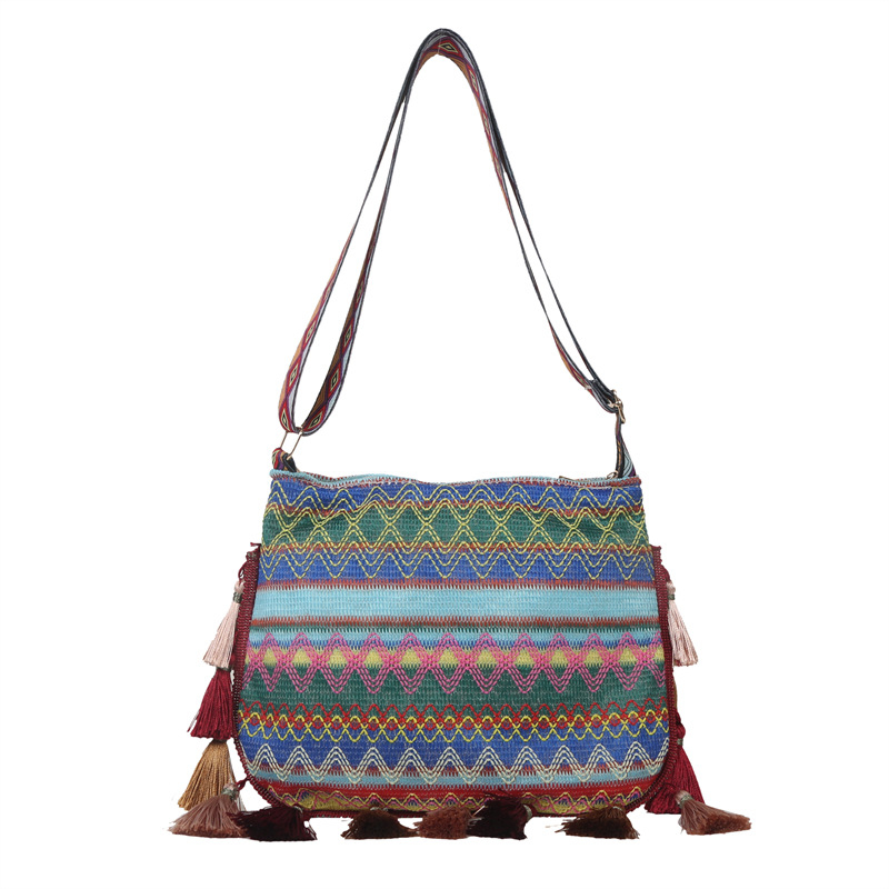 Etnički stil, torbica velike kapacitete s resicama, personalizirana mala kvadratna torba za rame Boho ženska torba, novi model 2023