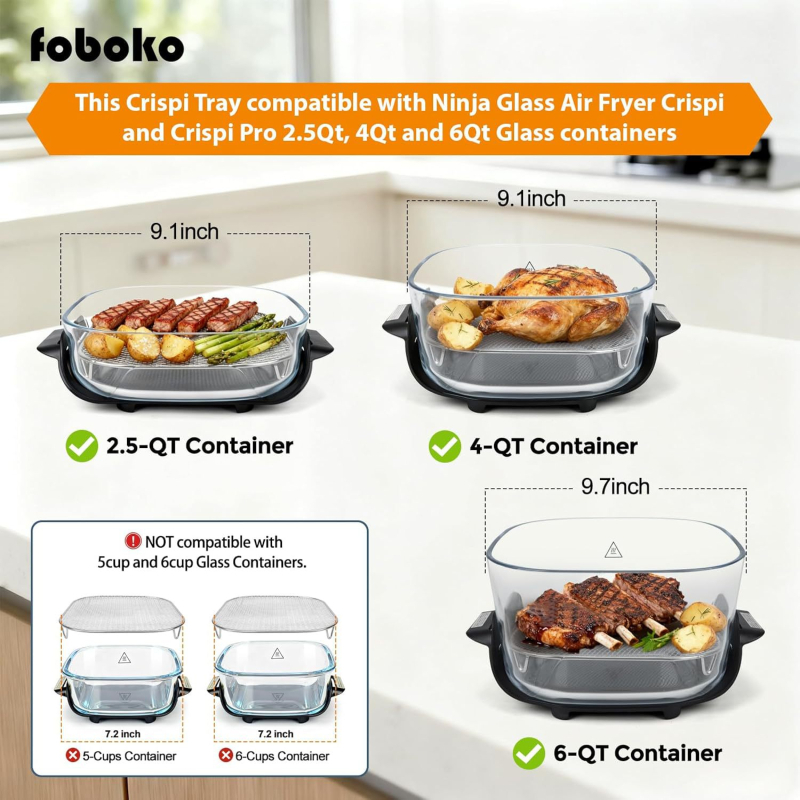 Ninja Crispi cuptor cu aer FN100, coș de prăjit AS101 compatibil, piesă de schimb, 304 oțel inoxidabil