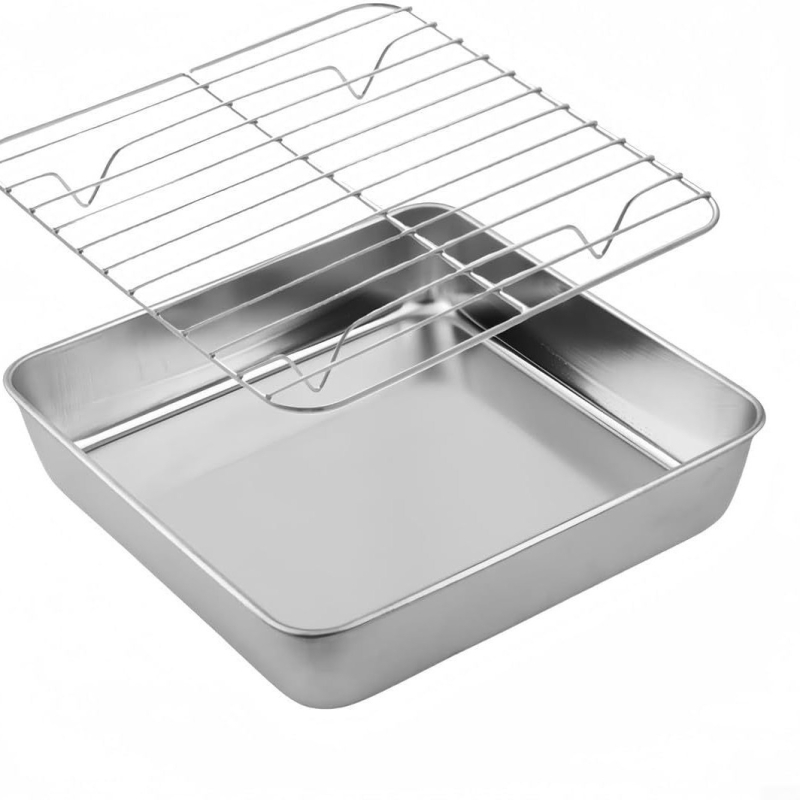 Accesorii interioare din oțel inoxidabil pentru grătarul cu aer al friteuzei: grătar pătrat pentru barbecue, filtru de ulei și plasă de scurgere a uleiului, cu suport