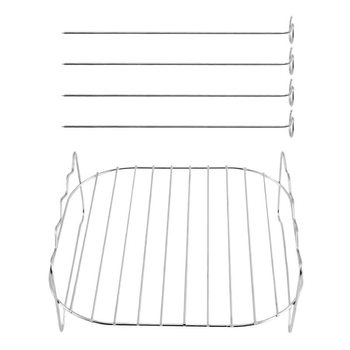 Grilă din oțel inoxidabil pentru friteuză cu aer, cu frigărui, dublu nivel, stil coreean