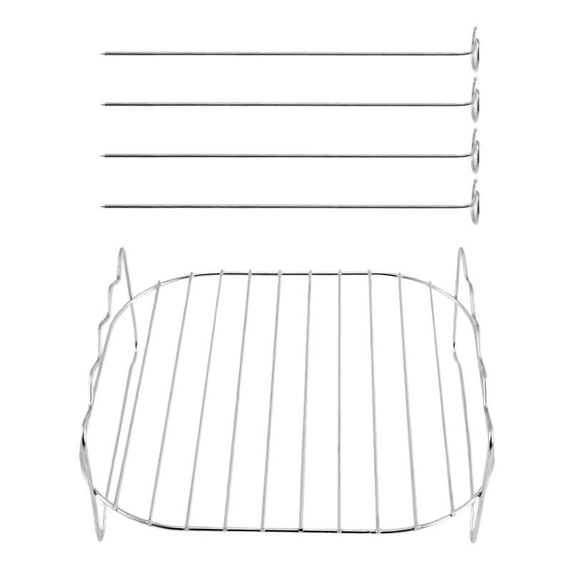 Grilă din oțel inoxidabil pentru friteuză cu aer, cu frigărui, dublu nivel, stil coreean