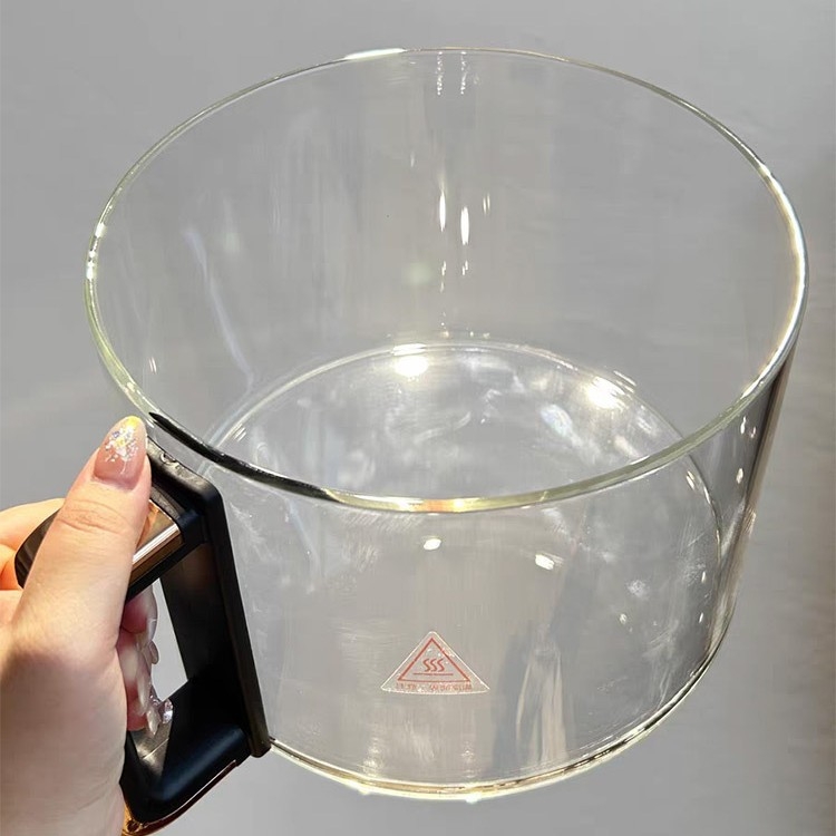 Leifei 5.5L vas interior din sticlă pentru friteuza cu aer, borosilikat înalt, transparent