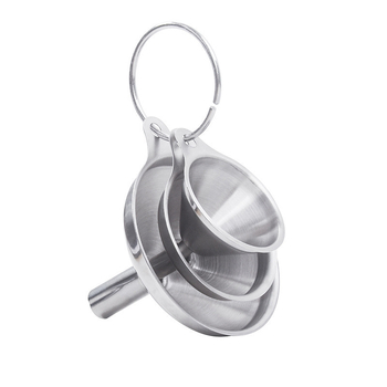 Set din trei pâlnii din oțel inoxidabil, cu design suspendat pentru bucătărie – pâlnie pentru ulei, mari și mici pentru vin/licior, cu lingură