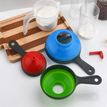 Set din plastic, 3 piese, pâlnie cu gură largă și gură îngustă, telescopic și pliabil, dozator portabil pentru lichide (uleiuri și alte lichide)