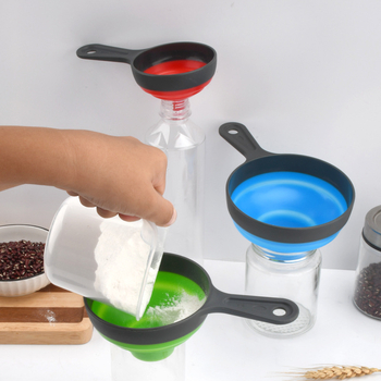 Set din plastic, 3 piese, pâlnie cu gură largă și gură îngustă, telescopic și pliabil, dozator portabil pentru lichide (uleiuri și alte lichide)