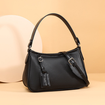 Ženska torbica od kože prvog sloja teleće kože – prava koža, luksuzna, svestrana za nošenje na rame i crossbody, minimalistički horizontalni kvadratni dizajn, srednja veličina